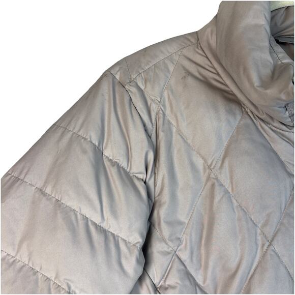 Athleta Jacket Small Responsible Goose Down Gray Pebble Puffer Quilted Coat - Picture 5 of 13